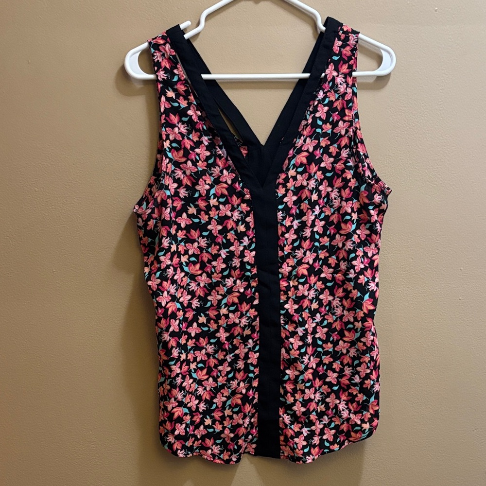 Candie's Black and Pink Floral Tank Top